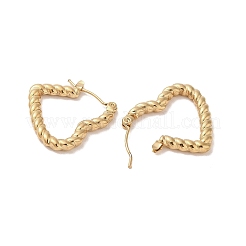 ツイストハート 201 ステンレススチール ハーフフープピアス 女性用  304ステンレスピン付き  ゴールドカラー  22.5x3mm&nbsp;EJEW-G385-29G