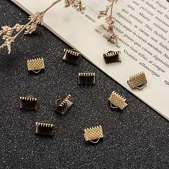 アイアン製カシメリボン止めエンドパーツ  アンティークブロンズ  8x8mm  穴：2mm&nbsp;E004Y-AB