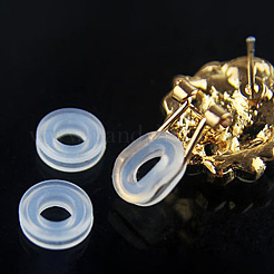イヤリング用ゴムカバー滑り止めキャップ  抗痛み  イヤリングクッションのクリップ  透明  8x2.5mm  穴：4.5mm  溝：1.5mm&nbsp;KY-E008-01