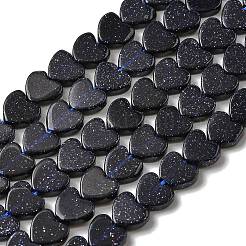 合成ブルーゴールドストーン青金砂石ビーズ連売り  ハート  6x6x2mm  穴：0.7mm  約65~72個/連  13.39''（34cm）〜15.35''（39cm）&nbsp;G-A272-A01-A01-13A