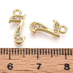 真鍮製マイクロパヴェキュービックジルコニアチャーム  数7  18KGP本金メッキ  13~14x4.5~8x2mm  穴：1.5mm&nbsp;X1-KK-N261-104H-G
