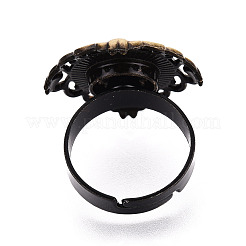 調整可能な菱形の合金と鉄のベゼルカップリングベース、回転可能なトレイ付き  不安を和らげるリング作りのためのラウンドパッドリングセッティング  アンティークブロンズ  23x23mm  17mm  トレイのサイズ：14mm&nbsp;MAK-T012-02AB