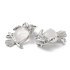 Natural Quartz Crystal Teardrop Pendant Rhinestone Settings&nbsp;G-K339-02P-05