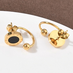 フラットラウンド304ステンレススチール樹脂スタッドピアス  イオンプレーティング（ip）  18KGP本金メッキ  18.5x10mm&nbsp;EJEW-G453-08G