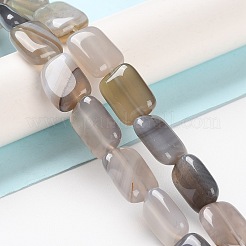 天然石グレーアゲートビーズ連売り  長方形  14~15x10~11x5~5.5mm  穴：1~1.2mm  約28個/連  16.02インチ（40.7cm）&nbsp;G-K357-D14-01