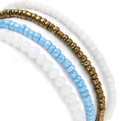 4Pcs 4 Style Glass Seed & Resin Evil Eye Beaded Stretch Bracelets Set&nbsp;BJEW-JB09896-02