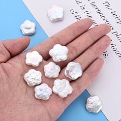 ナチュラルケシパールビーズ  養殖淡水パール  穴なし/ドリルなし  花  貝殻色  18~21x18~21x4~5mm&nbsp;PEAR-N020-A02