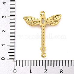 Rack Plating Brass Pave Cubic Zirconia Dragonfly Connector Charms&nbsp;KK-Z063-37G