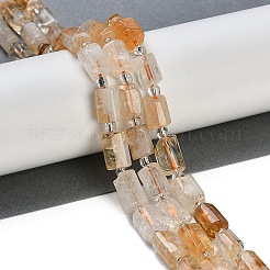 天然な黄色の水晶ビーズ連売り  多面カット  コラム  シードビーズで  12x8mm  穴：1.2mm  約26個/連  15.35''（39センチメートル）&nbsp;G-G162-D07-01