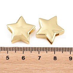 真鍮のスライドチャーム  スター  ラックめっき  長持ちメッキ  カドミウムフリー＆鉛フリー  18KGP本金メッキ  17.5x18.5x6.5mm  穴：8x3mm&nbsp;KK-H292-48G-01