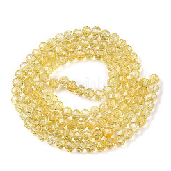 透明ガラスビーズ連売り  ファセット（32ファセット）  ロンデル  ライトカーキ  8x6.5mm  穴：1.2mm  約60~62個/連  39~40cm&nbsp;GLAA-T023-8mm-A17