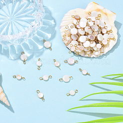 100Pcs 2 Styles AB Color Plated Natural Freshwater Shell Connector Charms&nbsp;PALLOY-YW00119