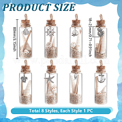 8Pcs Transparent Glass Wishing Bottle Decoration&nbsp;AJEW-GA00036
