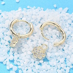 Brass Clear Cubic Zirconia Hoop Earrings&nbsp;EJEW-Q014-06G