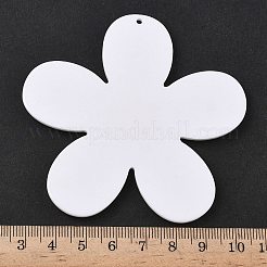 アクリル製の大きなペンダント  花の形  ホワイト  75x77x4.5mm  穴：2mm&nbsp;SACR-B008-06A