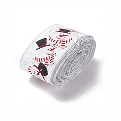 Christmas Theme Polyester Imitation Linen Wrapping Ribbon&nbsp;SRIB-P020-01B