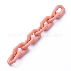 手作りアクリルアズキチェーン  オーバル  ジュエリー作りのための  ライトサーモン  31x19.5x5.5mm  39.37インチ（1m）/連&nbsp;AJEW-JB00630-04