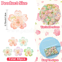 50 個 5 色のアクリルチャーム  304ステンレススチールループ付き  ミックスカラー  14mm  穴：3mm  10個/カラー&nbsp;PALLOY-YW00127