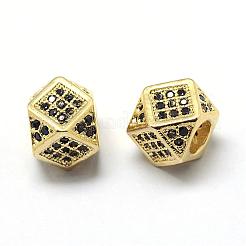 Rack Plating Brass Cubic Zirconia Beads&nbsp;ZIRC-S029-01G