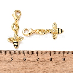 Bees Brass Micro Pave Cubic Zirconia and Enamel Pendant Decorations&nbsp;KK-T083-01J-G