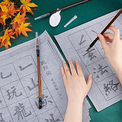 楷書体で書かれた中国の書道の手書き練習シート2箱  スプーン型インクトレイコンテナ1個と3スタイルブラシペン3個付き。  ミックスカラー  96~680x44~341x0.1~20mm&nbsp;AJEW-PH0004-94