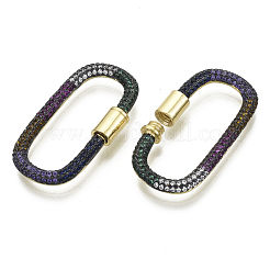 Brass Micro Pave Cubic Zirconia Screw Carabiner Lock Charms&nbsp;ZIRC-N039-008B-NF