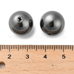 ベーキングペイント パール加工ガラスパールラウンドビーズ  半分穴を開けた  ブラック  14mm  穴：1.4mm&nbsp;HY-Q001-02C-05