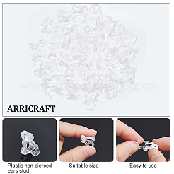 プラスチッククリップオンイヤリング金具50個  水平ループ付き  ホワイト  14x9x13mm&nbsp;FIND-AR0002-71