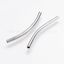 真鍮製チューブビーズ  カーブ  プラチナ  34x2mm  穴：1.5mm&nbsp;KK-L157-03P