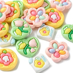 20Pcs 4 Styles Opaque Flower Resin Cabochons&nbsp;RESI-FS0001-55