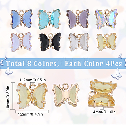 32Pcs 8 Colors Brass with Glass Charms&nbsp;KK-SC0003-58