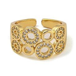Round Brass Micro Pave Cubic Zirconia Wide Open Cuff Rings for Women&nbsp;RJEW-Z050-20G