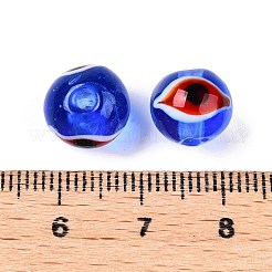 手作りのナザールボンジュウの丸いランプワークビーズ  藤紫色  10x9~10mm  穴：1.6~2mm&nbsp;LAMP-T021-17B