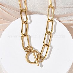 304ステンレススチールペーパークリップチェーンネックレス  イオンプレーティング（ip）  ゴールドカラー  20.24インチ（51.4cm）&nbsp;NJEW-Z102-02G