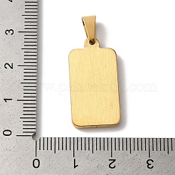 PVD真空メッキ304ステンレスペンダント  花と太陽のチャームが付いた長方形  ゴールドカラー  26x14x2.5mm  穴：7.5x3.5mm&nbsp;STAS-L081-034G