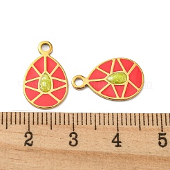 304ステンレスペンダント  エナメル  ティアドロップチャーム  14KGP本金メッキ  レッド  17x10.5x1~1.5mm  穴：1.8mm&nbsp;STAS-L022-180G-01