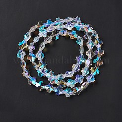 カット加工ガラスビーズ連売り  透明  クロス  14x14x8mm  穴：1mm  約58~60個/連  27.36~28.34インチ（69.5~72cm）&nbsp;EGLA-E030-01B