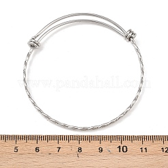 304ステンレススチール製女性用拡張可能バングル  ツイスト  ステンレス鋼色  1/8インチ（0.35cm）  内径：2-1/4インチ（5.6cm）&nbsp;STAS-XCP0001-95