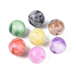 ツートンカラーの不透明アクリルビーズ  ラウンド  ミックスカラー  15.5mm  穴：2~2.5mm  約220個/500g&nbsp;OACR-Q199-25