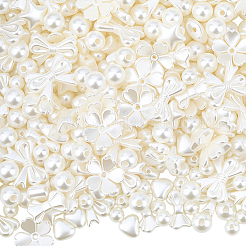 340 個 7 スタイル ABS プラスチック模造パールビーズ  混合図形  貝殻色  6~15x6~18x3.5~8mm  穴：1.4~2.3mm&nbsp;KY-SC0002-44
