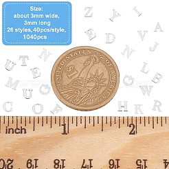 1040個26スタイル真鍮カボション  ネイルアートの装飾の付属品  アルファベットスタイル  プラチナ  a～zの文字  3x3mm  約40個/スタイル&nbsp;MRMJ-OC0003-66