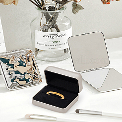 長方形のPUレザーリング梱包箱  内側のベルベットと  アンティークホワイト  6.2x5.25x3.85cm&nbsp;CON-WH0085-139