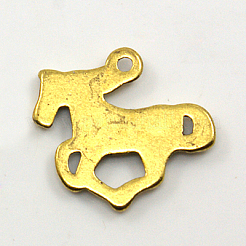 合金のチベット風チャーム  鉛フリー及びカドミウムフリー  馬  アンティーク黄金  15x20x2.5mm  穴：2mm  約662個/928g&nbsp;LS-TIBEB-LF1172YKG-AG-LF