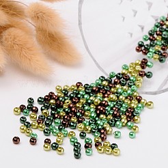 チョコミントミックスパールカラーのガラスパールビーズ  ミックスカラー  4mm  穴：1mm  約400個/袋&nbsp;HY-X006-4mm-04