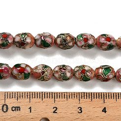 手作り七宝ビーズ  花とオーバル  ダークサーモン  9x7mm  穴：1.2~1.4mm  約45個/連  14.97インチ（38cm）&nbsp;CLB-F001-01C