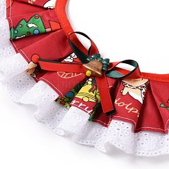 布ペットのクリスマスレースバンダナ  クリスマス犬猫首輪ビブ  樹脂ベル付き  レッド  865~880x11.5~11.7mm&nbsp;AJEW-D051-06B