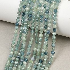 天然カヤナイト/シアナイト/ジステンビーズ連売り  ラウンド  多面カット  4mm  穴：0.6mm  約98~100個/連  15.20~15.28''（38.6~38.8センチメートル）&nbsp;GG-CBAF158-B01-01