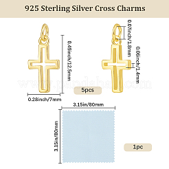 5Pcs 925 Sterling Silver Cross Charms&nbsp;STER-BBC0009-96