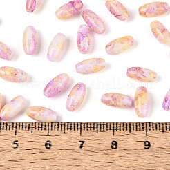 焼付塗装ガラスシードビーズ  丸い穴  オーバル  桃パフ  9.5x4~4.5mm  穴：0.8~1mm  約1750個/ポンド&nbsp;SEED-N008-06B
