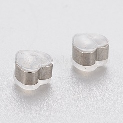 環境に優しいプラスチック製イヤーナット  ピアスバックキャッチ  304ステンレススチール製金具付き  ハート  レッド  ミックスカラー  5.5x6x5~5.5mm  穴：1.2~1.4mm&nbsp;STAS-K203-04B